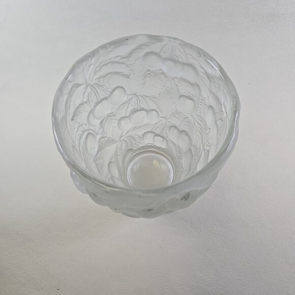 Josef Inwald Barolac Cherries Art Deco Czech Frosted Glass Vase Clear 7" U8 - Picture 5 of 13